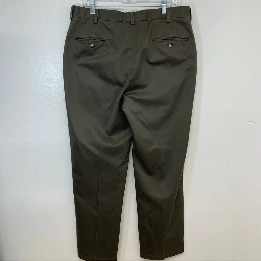Jos A Bank Traveler Chino  Pants Men 35x30 Brown Cotton Tailored Fit Casual Work